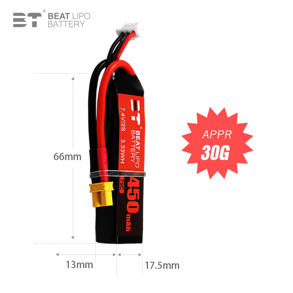 BEAT 2S 7.4V 450mAh 75C LiPo B - đánh giá và giá Drone Battery Li-Ion